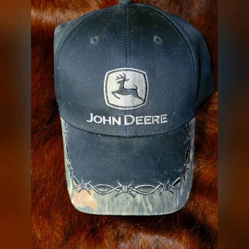 Men's John Deere Black and Camo adjustable baseball hat